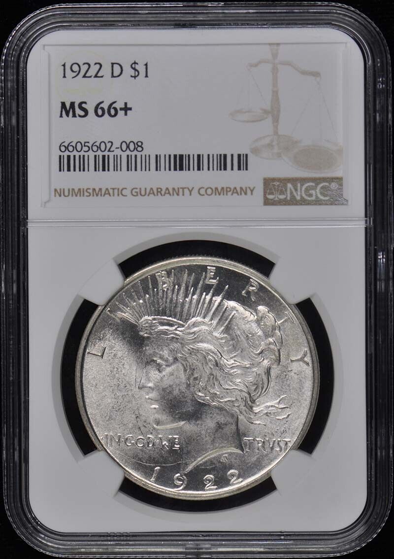 1922-D Peace Dollar S$1 NGC MS66+