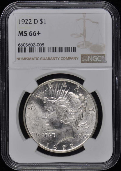 1922-D Peace Dollar S$1 NGC MS66+