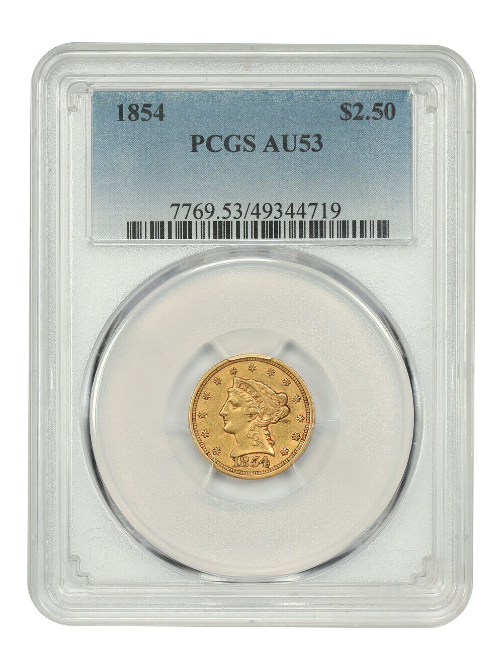 1854 $2.50 PCGS AU53 - Liberty Head $2.5