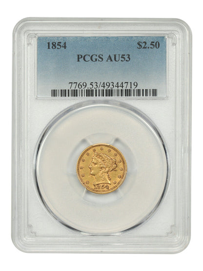 1854 $2.50 PCGS AU53 - Liberty Head $2.5