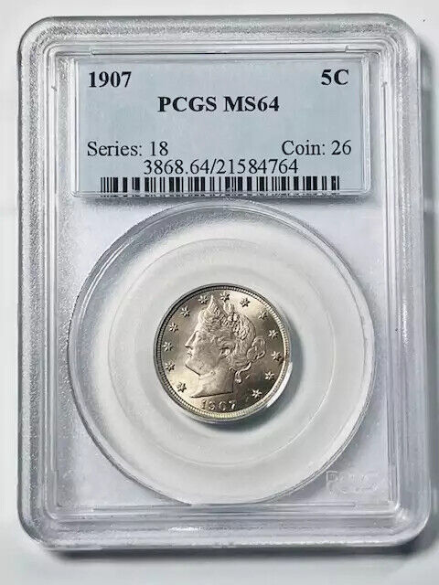 1907 P Liberty Head Nickel PCGS MS-64