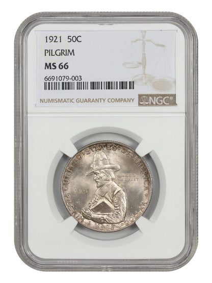 1921 50C Pilgrim NGC MS66 - Classic Silver Commemorative