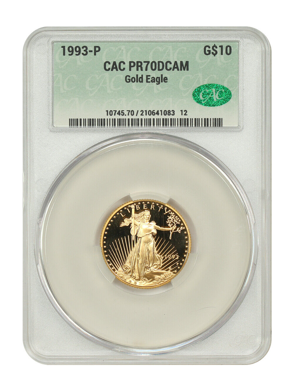 1993-P $10 Gold Eagle CACG PR70DCAM - $10 Gold Eagles