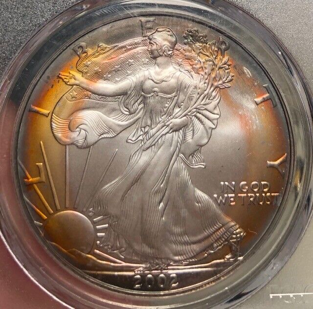 2002 P AAmerican Silver Eagle PCGS MS-68 PCI Colors