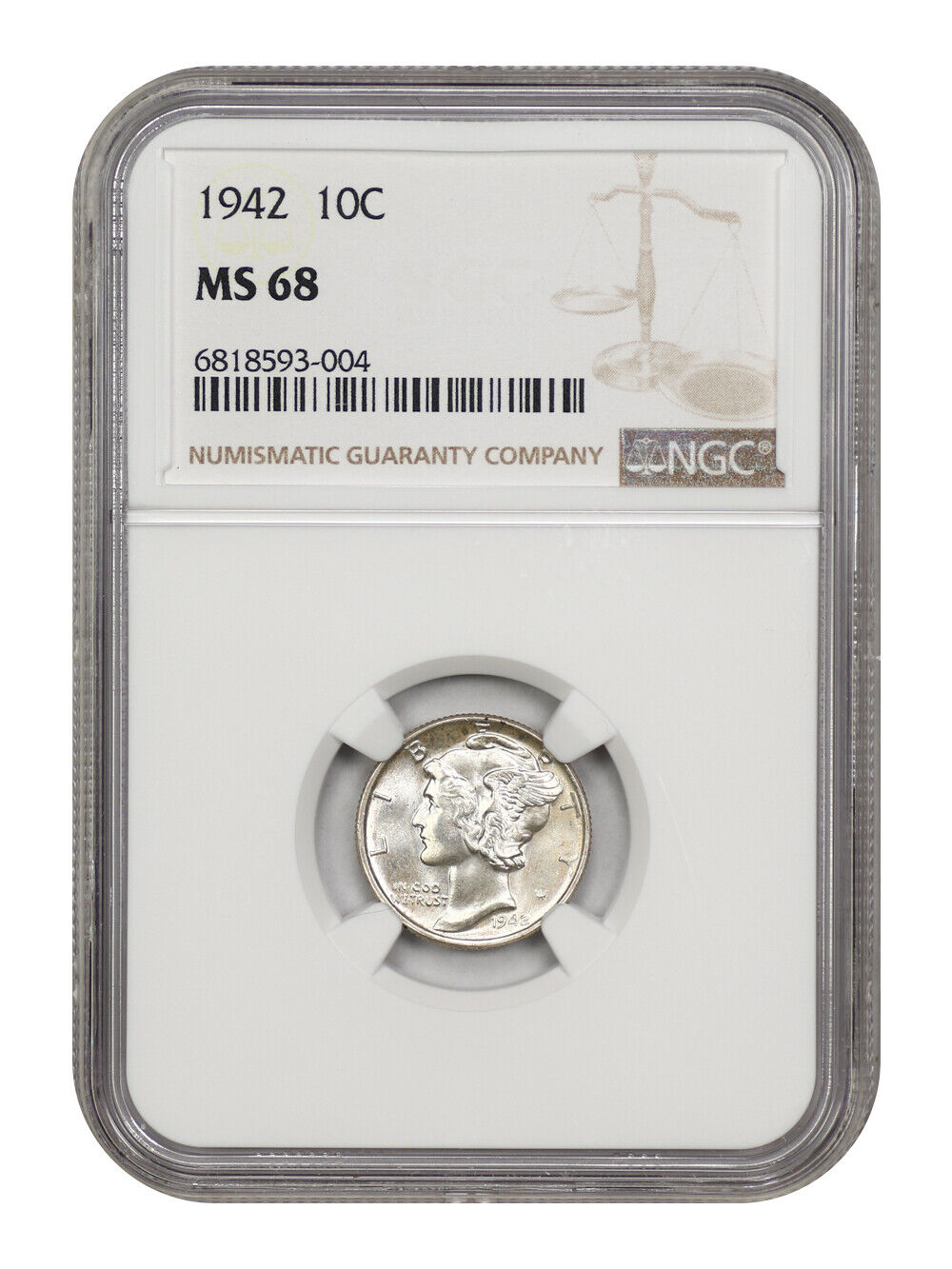 1942 10C NGC MS68