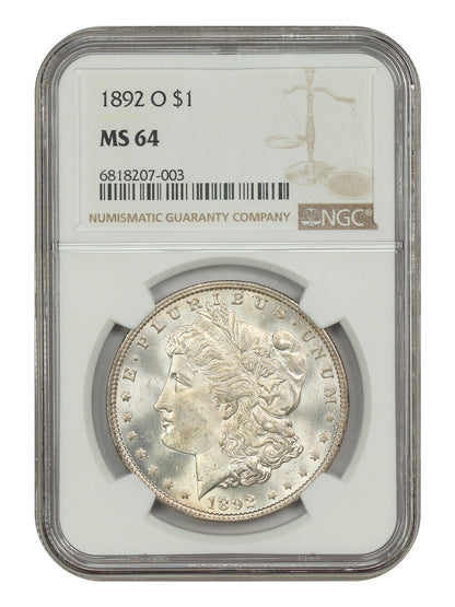 1892-O $1 NGC MS64 - Morgan Dollar