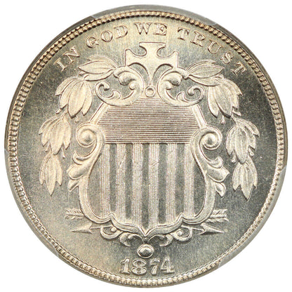 1874 5C PCGS PR67 ex: D.L. Hansen