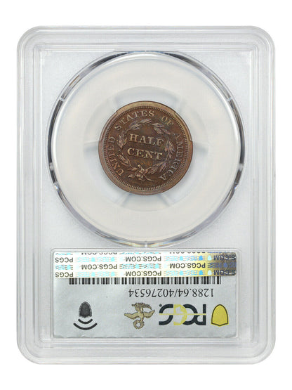 1846 1/2C PCGS PR64RB (Restrike) ex: D.L. Hansen/Simpson