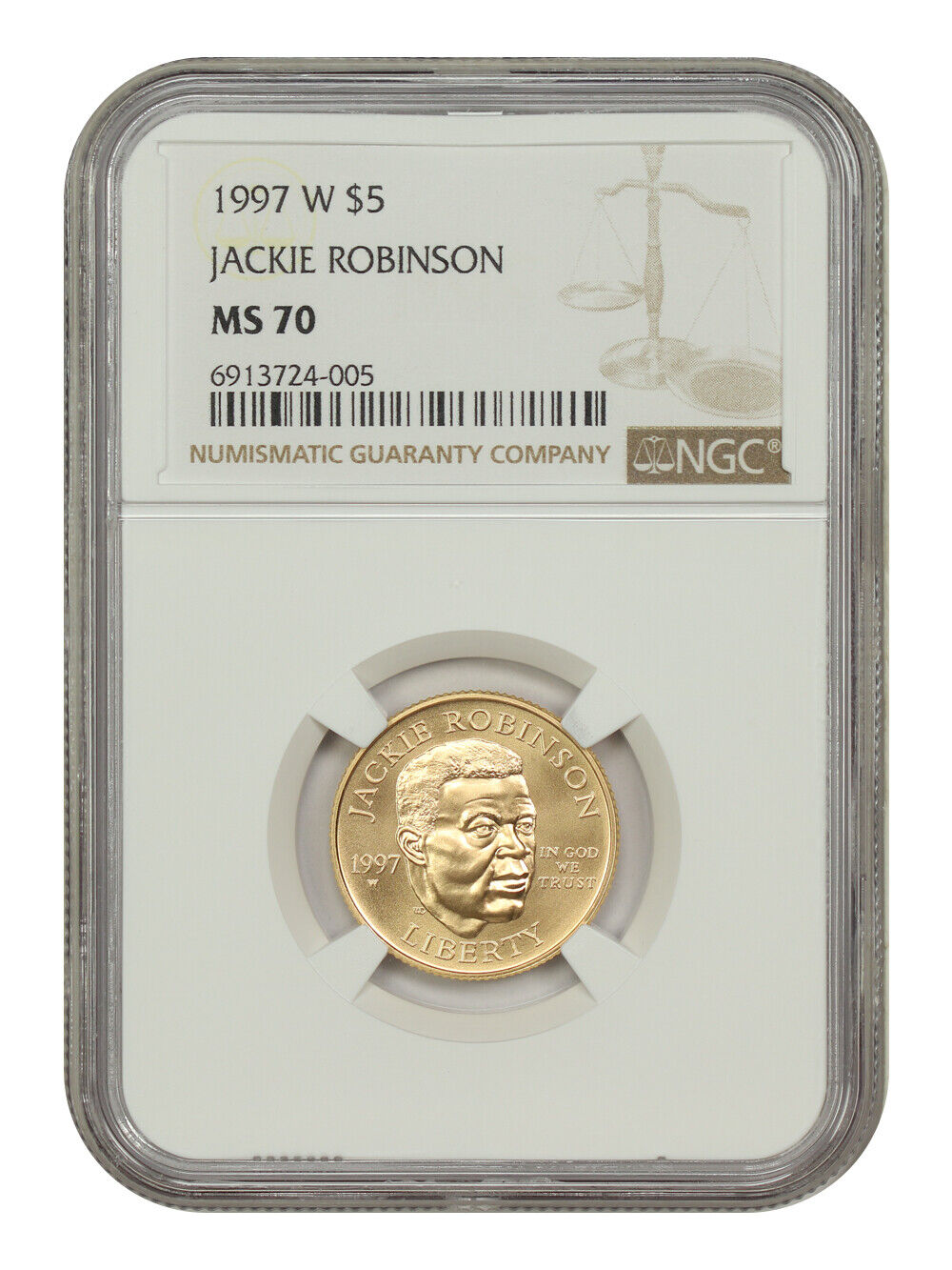 1997-W $5 Jackie Robinson NGC MS70 - $5 Modern Gold Commemoratives