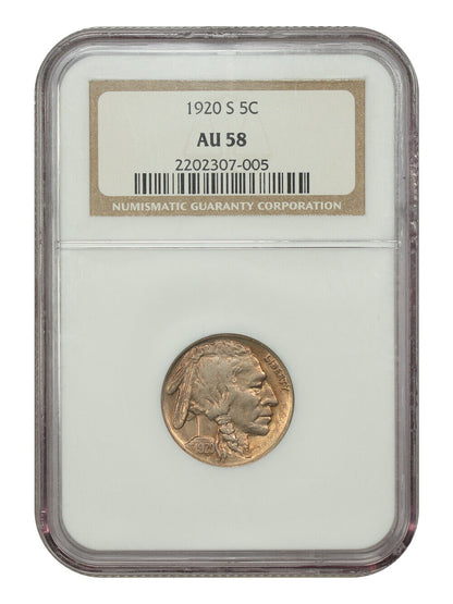 1920-S 5C NGC AU58 - Buffalo Nickel