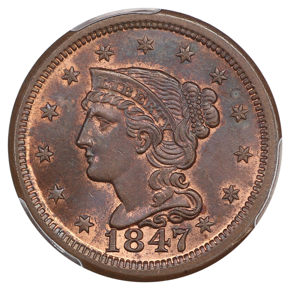 1847 1C PCGS/CAC MS65RB ex: D.L. Hansen