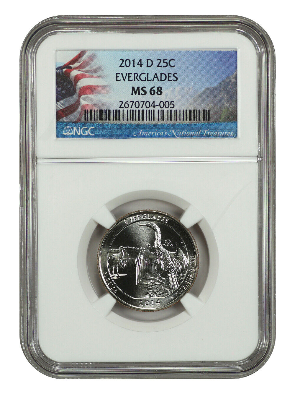 2014-D 25C Everglades NP NGC MS68 - Type 1 - Clad