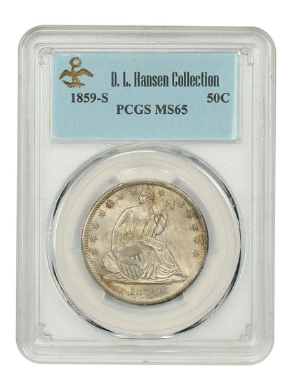 1859-S 50C PCGS MS65 ex: D.L. Hansen