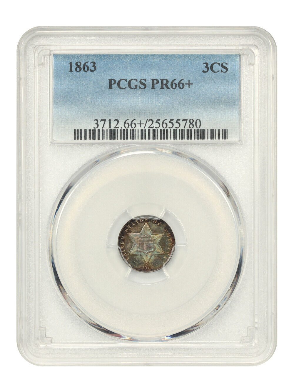 1863 3CS PCGS PR66+