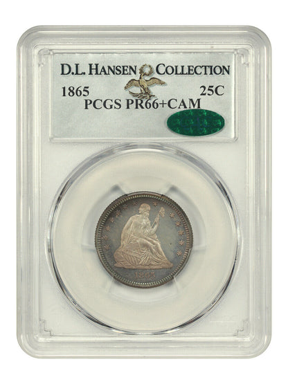 1865 25C PCGS/CAC PR66+CAM ex: D.L. Hansen - Liberty Seated Quarter