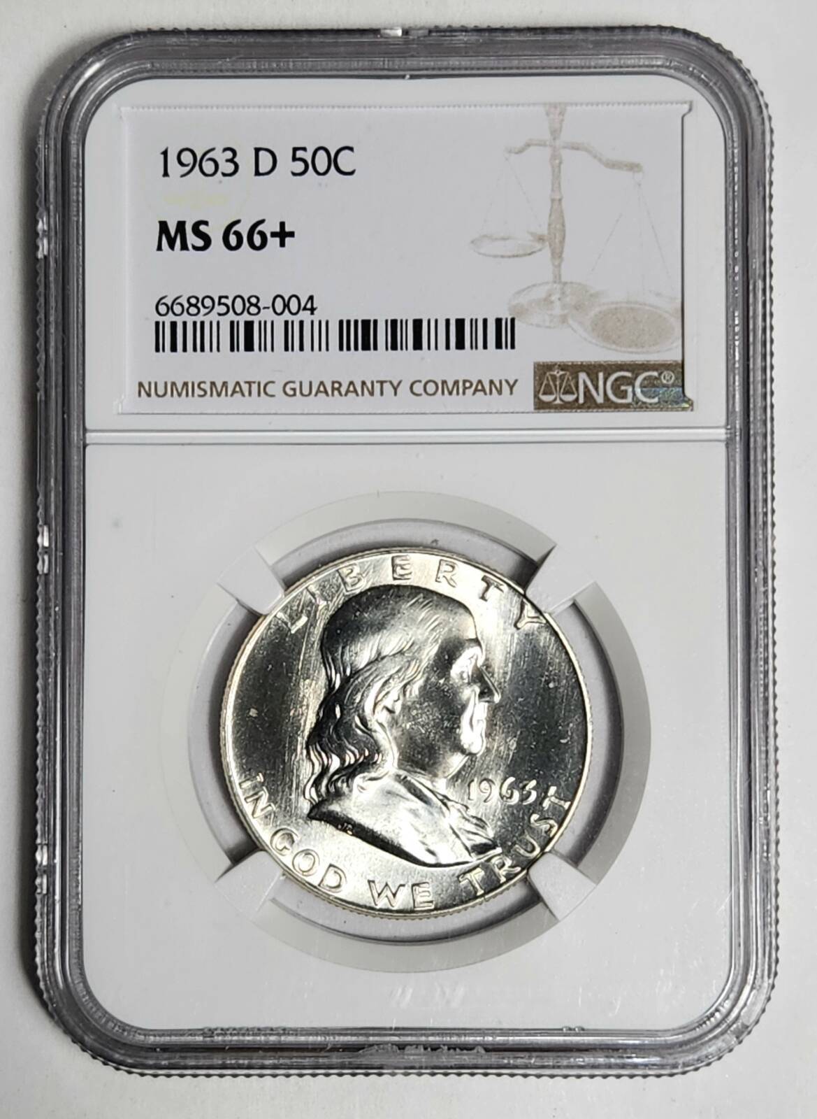 1963 D Franklin Half Dollar NGC MS-66+ - WHITE!