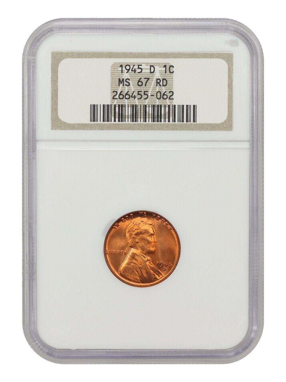 1945-D 1c NGC MS67RD