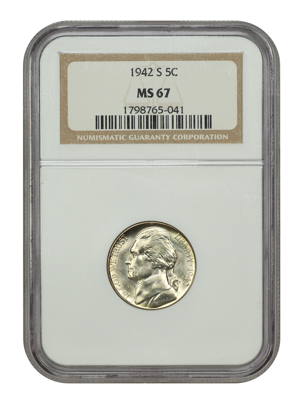 1942-S 5C NGC MS67 - Jefferson Nickel