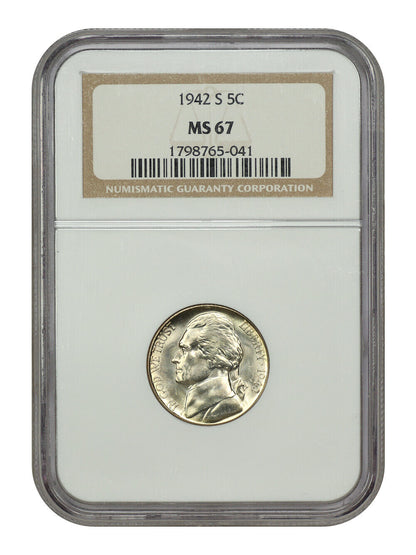 1942-S 5C NGC MS67 - Jefferson Nickel