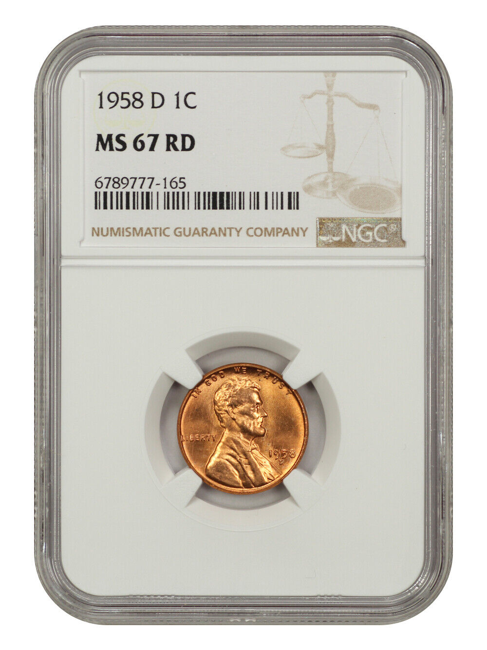 1958-D 1C NGC MS67RD