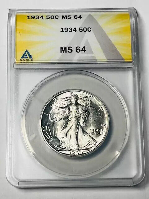 1934 Walking Liberty Half Dollar ANACS MS-64