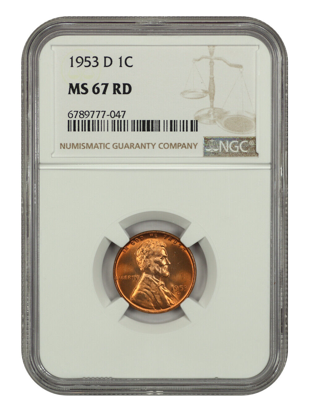 1953-D 1C NGC MS67RD - Lincoln Cent (Wheat Reverse)