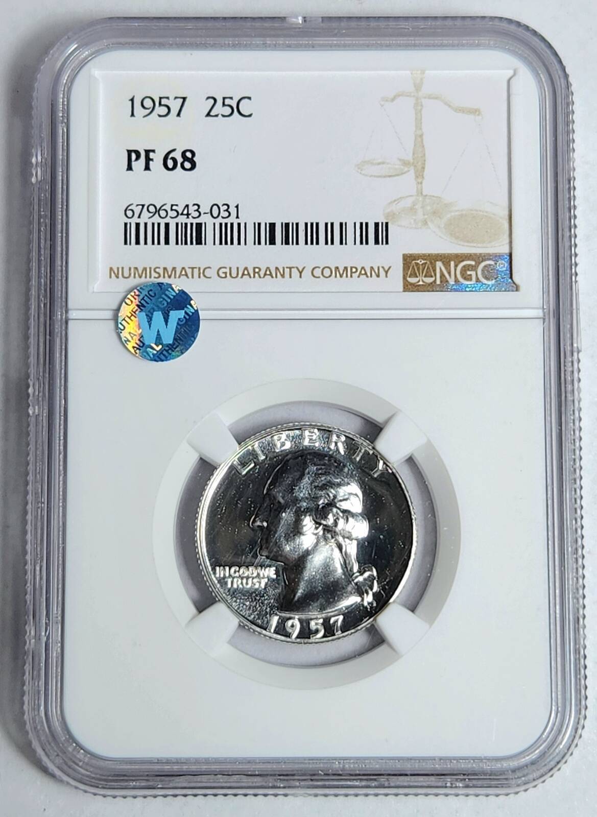 1957 P Washington Quarter NGC PF-68 Sight White