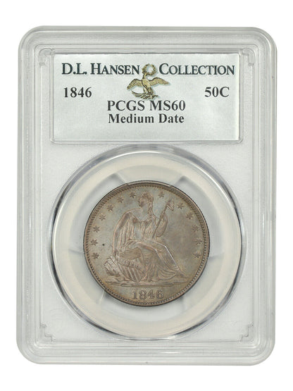 1846 50C PCGS MS60 ex: D.L. Hansen - Liberty Seated Half Dollar - Popular Date