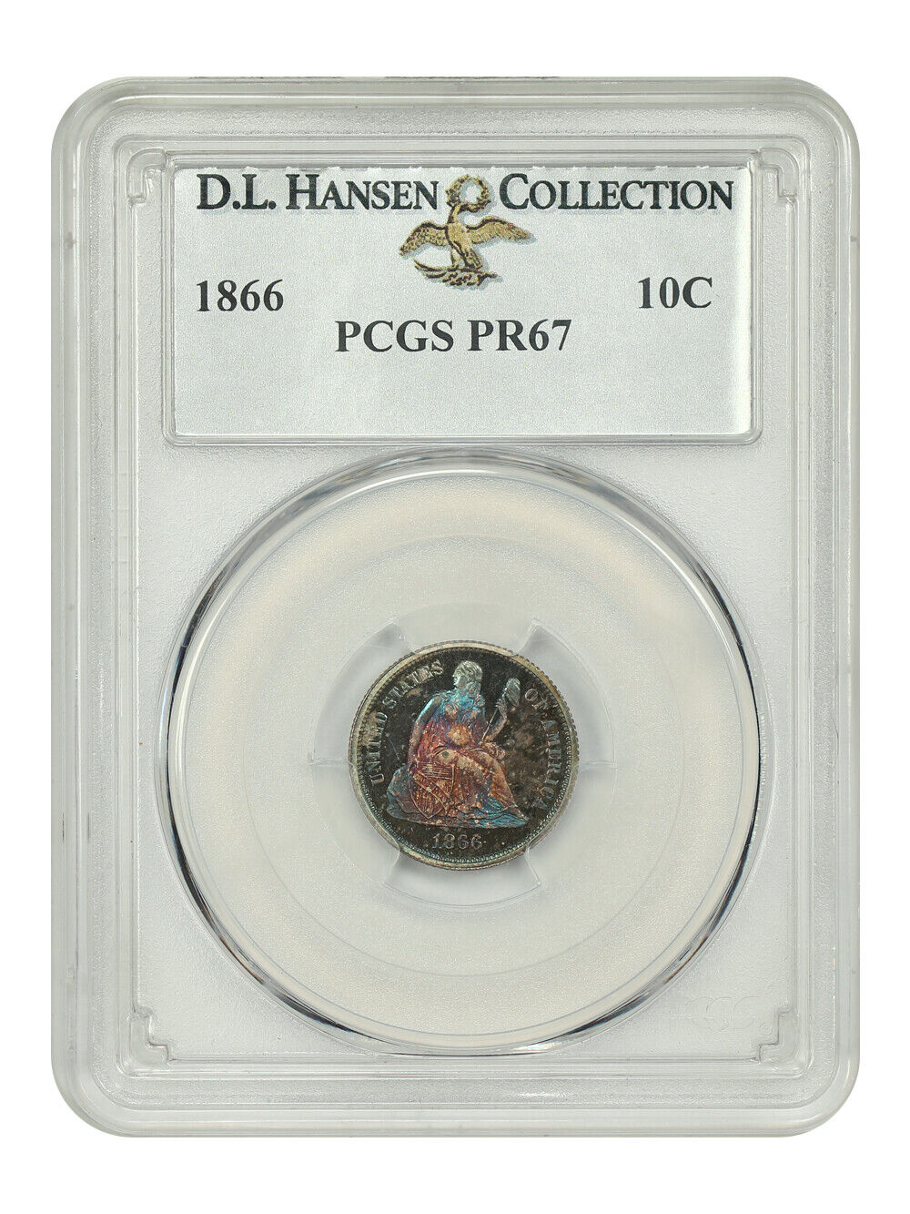 1866 10C PCGS PR67 ex: D.L. Hansen - Liberty Seated Dime