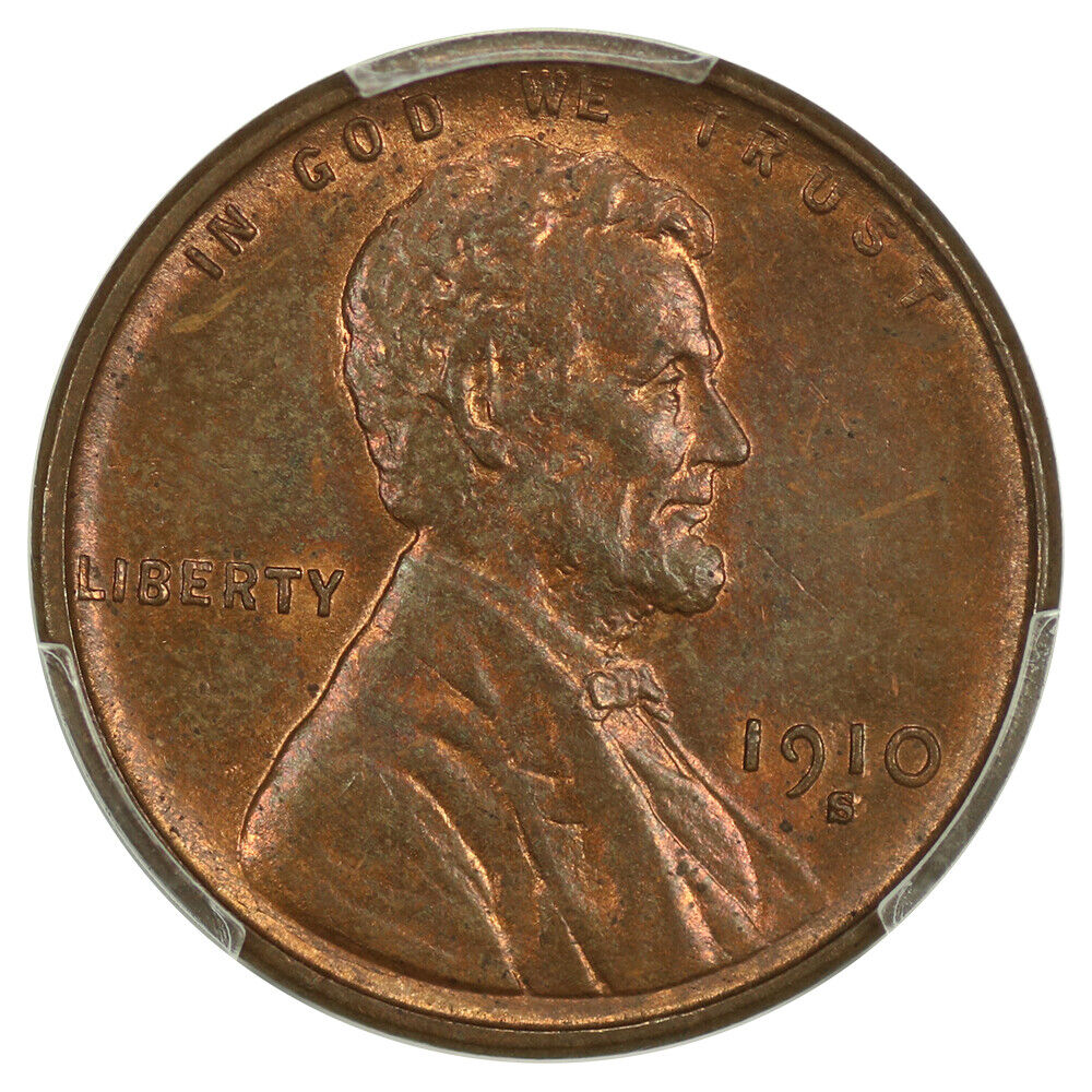 1910-S 1C CACG MS63BN - Lincoln Cent (Wheat Reverse) - Nice Remaining Red