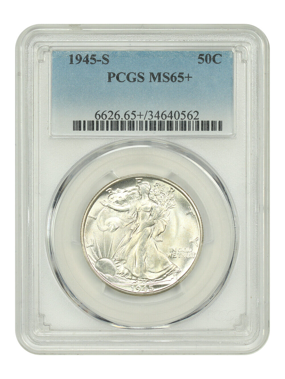 1945-S 50C PCGS MS65+ - Walking Liberty Half Dollar