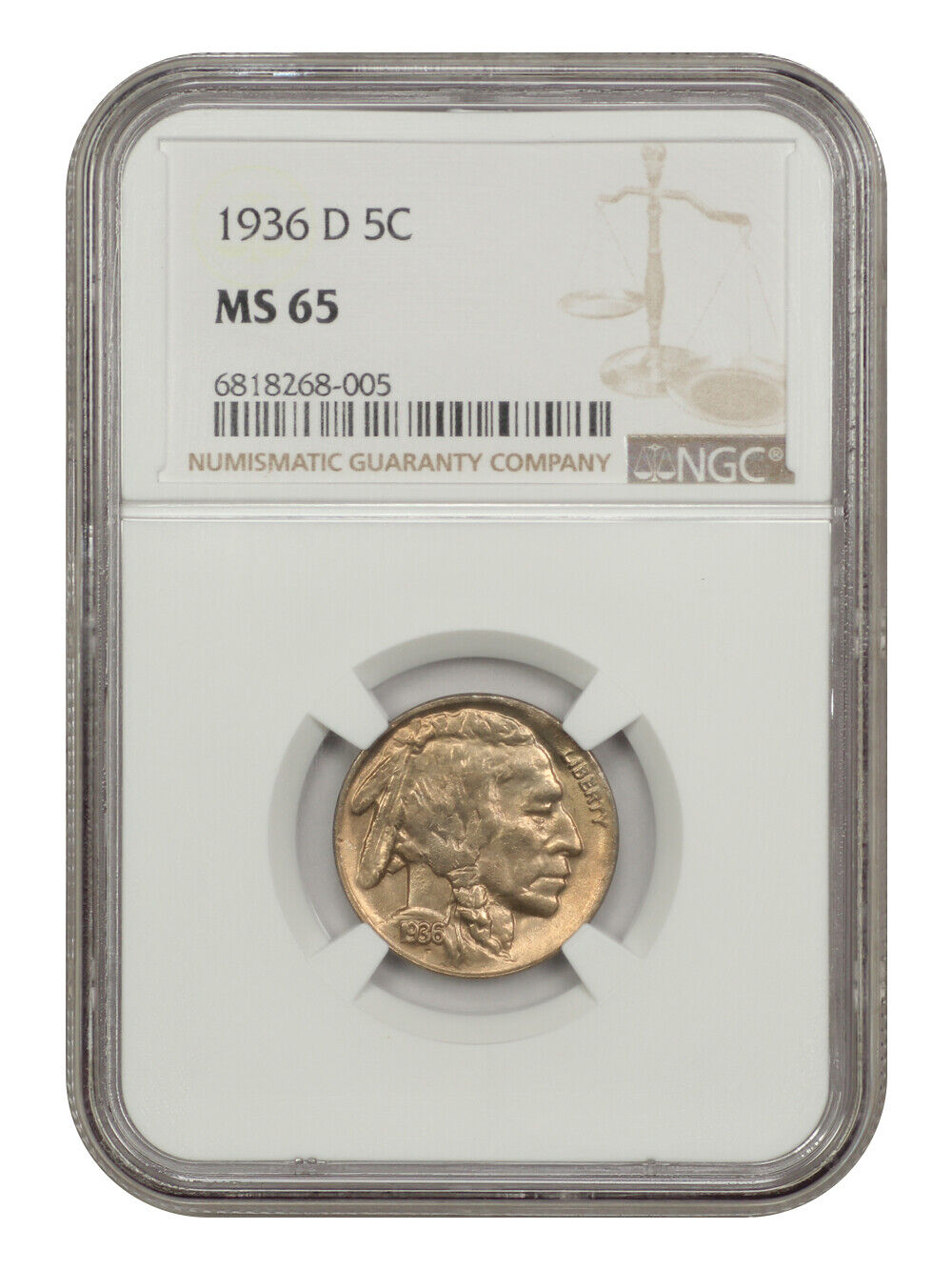 1936-D 5C NGC MS65