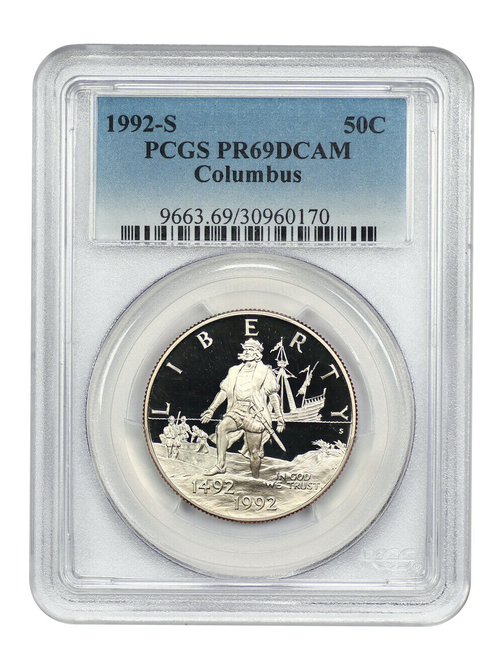 1992-S 50C Columbus PCGS PR69DCAM