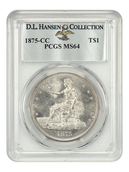 1875-CC Trade $1 PCGS MS64 ex: D.L. Hansen