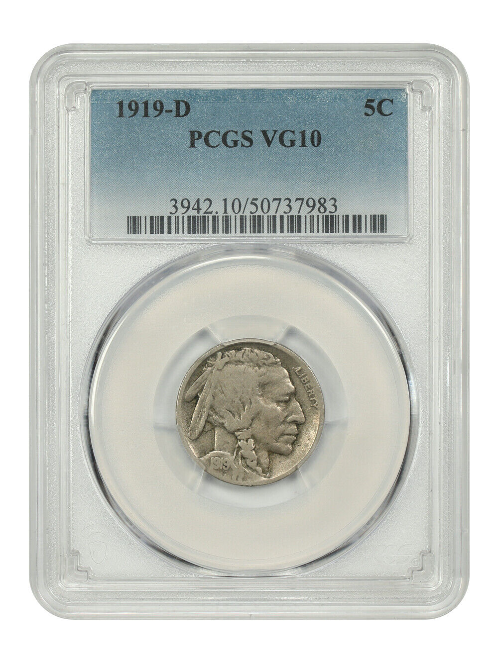 1919-D 5C PCGS VG10 - Buffalo Nickel