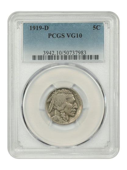 1919-D 5C PCGS VG10 - Buffalo Nickel