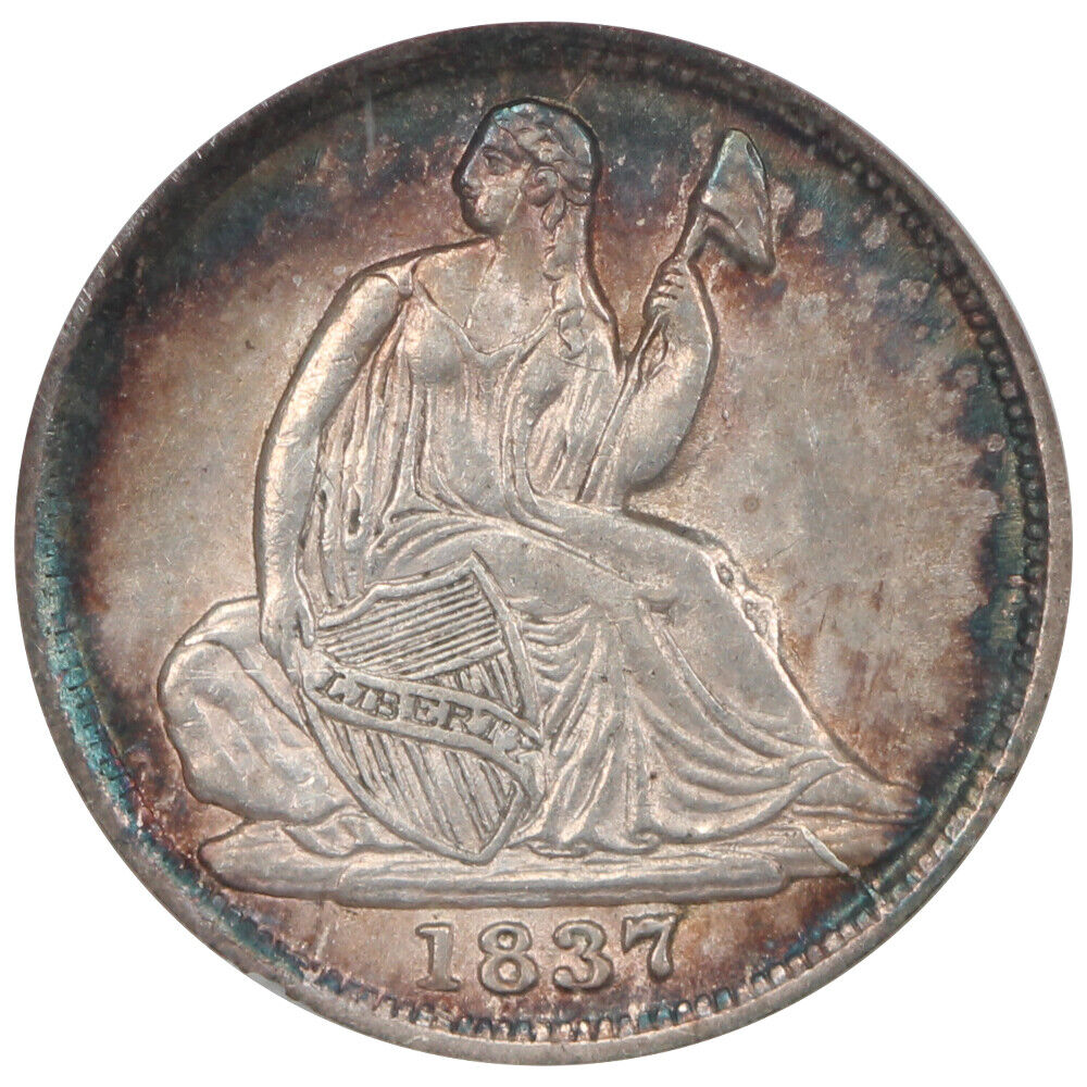 1837 H10C NGC MS62 (No Stars) - Liberty Seated Half Dime - One Year Type Coin