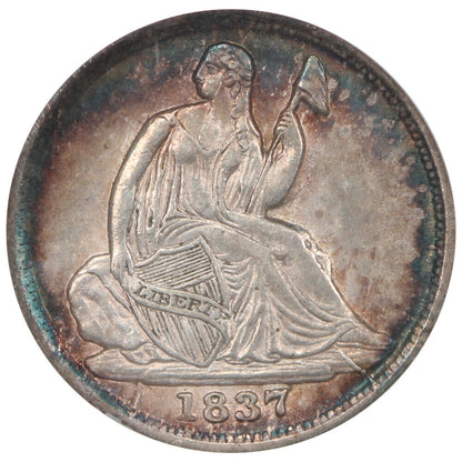 1837 H10C NGC MS62 (No Stars) - Liberty Seated Half Dime - One Year Type Coin