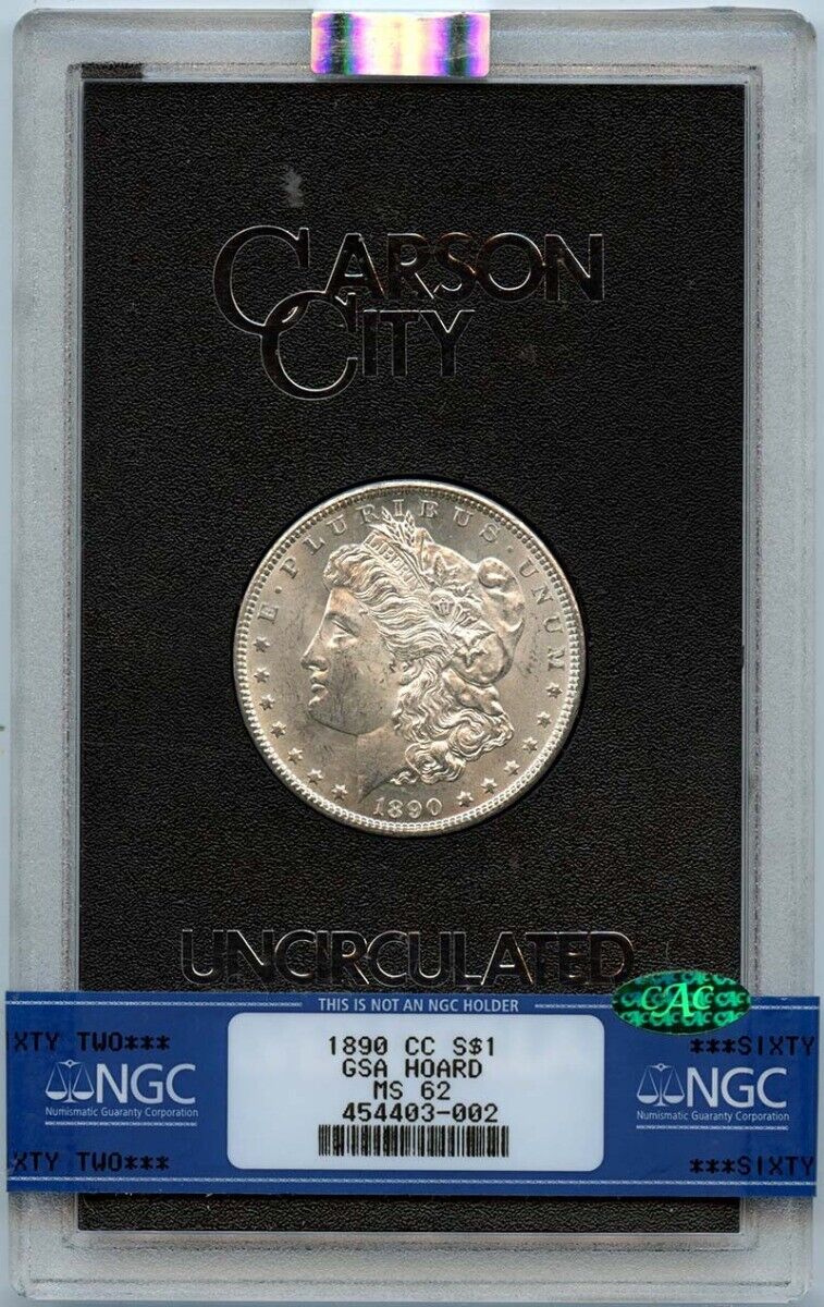 1890-CC Morgan Dollar GSA HOARD S$1 NGC MS62 (CAC)