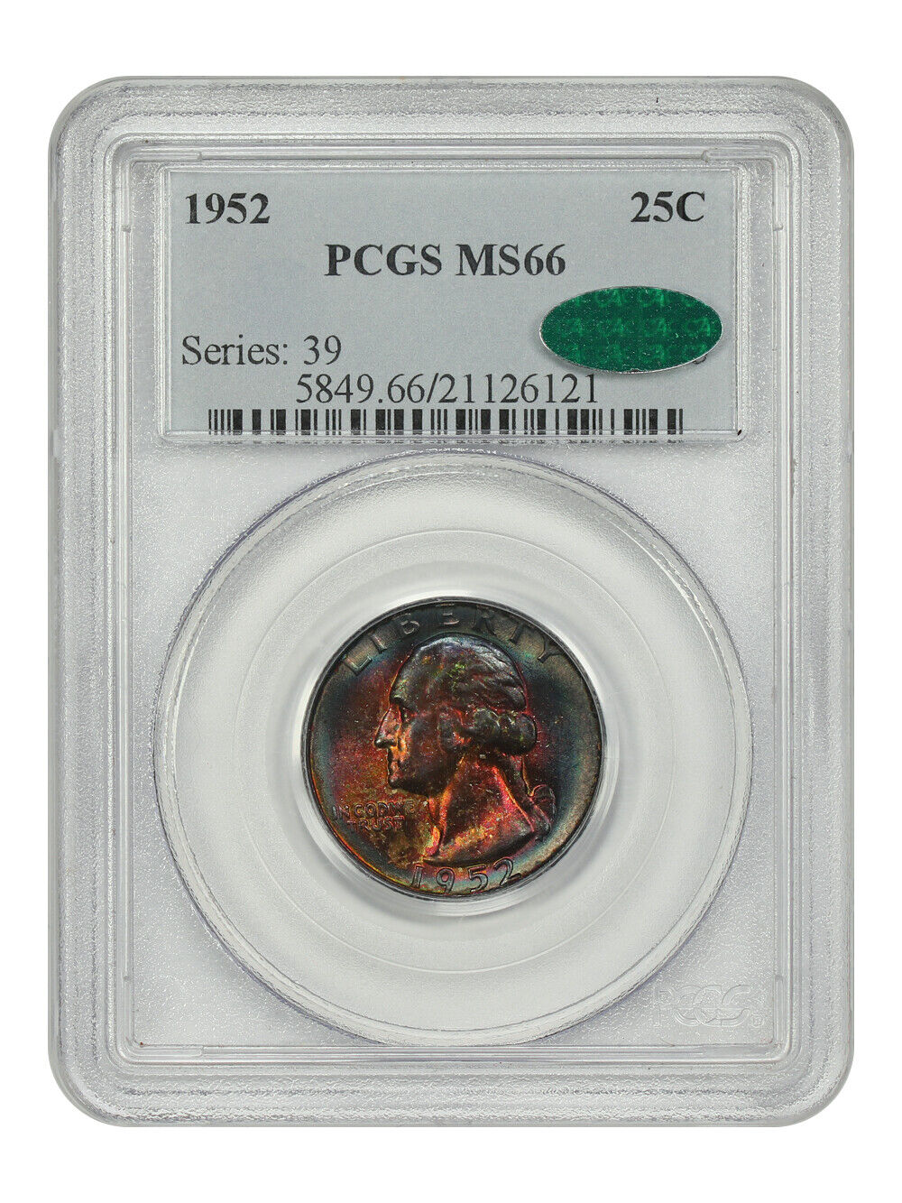 1952 25C PCGS/CAC MS66 - Washington Quarter