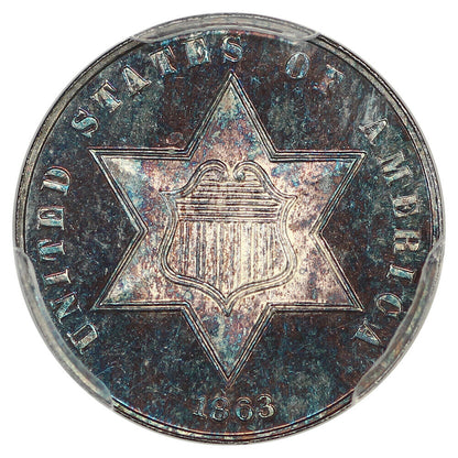 1863 3CS PCGS PR66 ex: D.L. Hansen