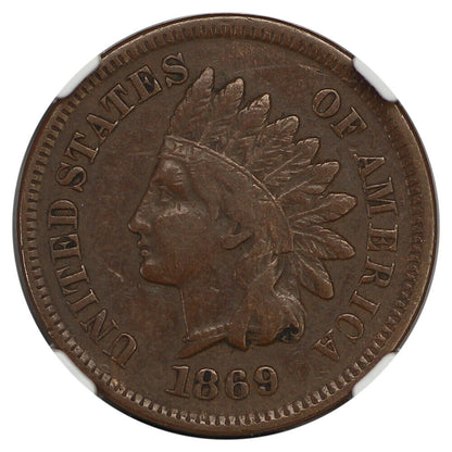 1869 1C NGC VF35BN - Indian Cent - Scarce Date