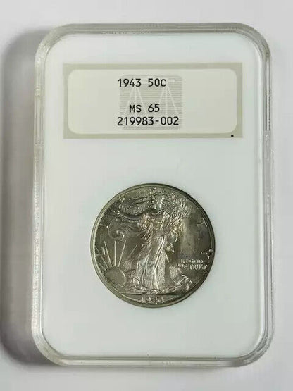 1943 P Walking Liberty Half Dollar NGC MS-65 Fatty Slab