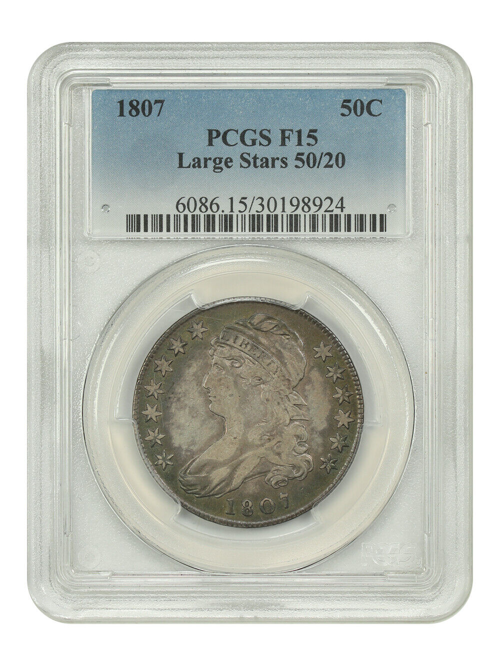 1807 50C PCGS Fine 15 (Large Stars, 50/20) - Capped Bust Half Dollar