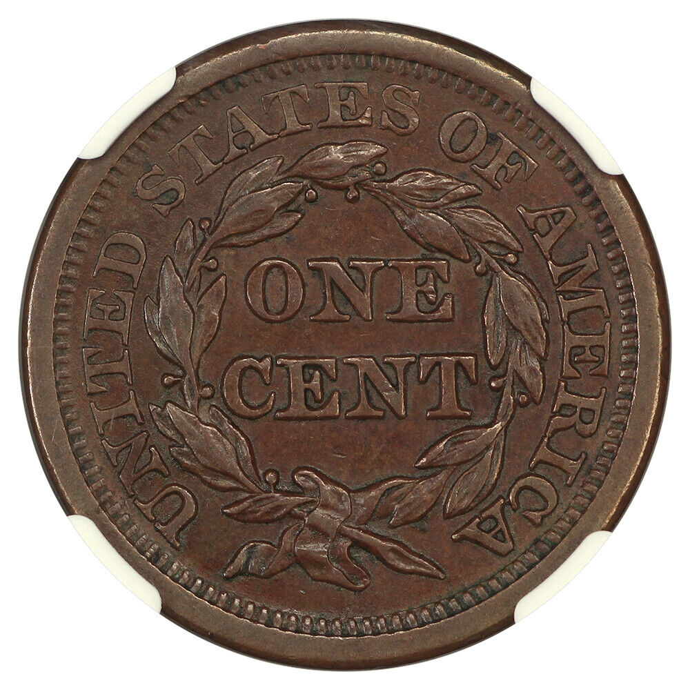 1857 1C NGC AU58 (Large Date) - Braided Hair Cent - Key Date