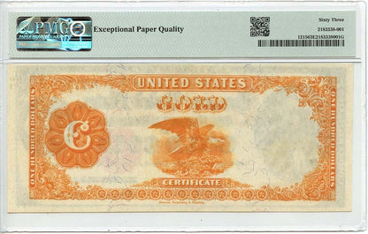 1922 $100 Gold Certificate Small Red Scallop Speelman White Fr#1215 PMG CU63 EPQ