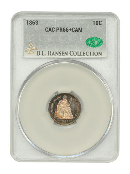 1863 10C CACG PR66+CAM ex: D.L. Hansen - Liberty Seated Dime