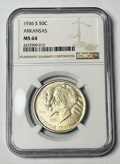 1936 S Classic Commemorative Arkansas Centennial NGC MS-64 ARKANSAS