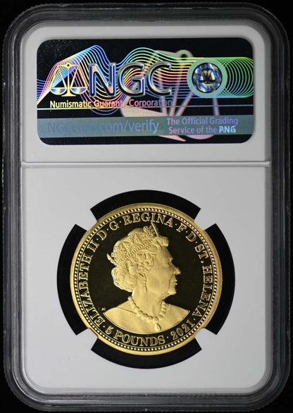 2021 St Helena Three Graces Gold 5 Pounds First Day NGC PR70DCAM