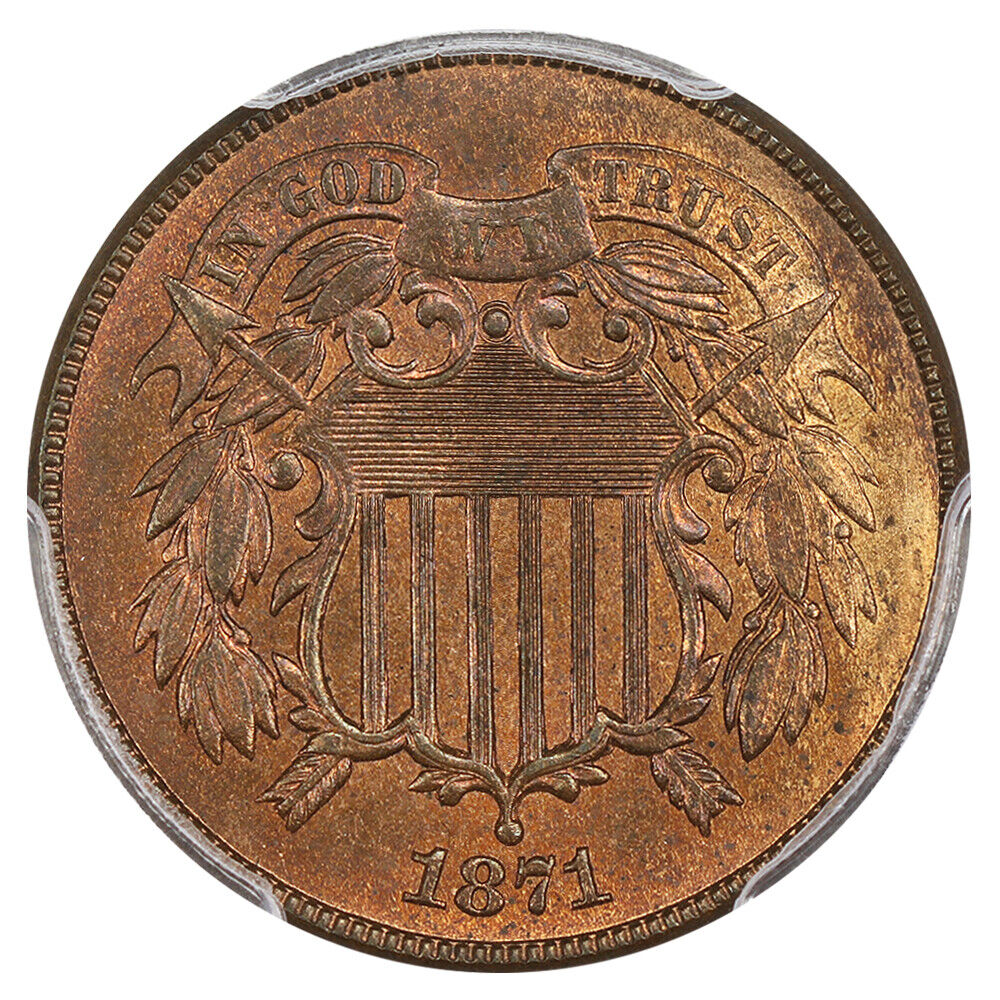 1871 2c PCGS MS66RB ex: D.L. Hansen